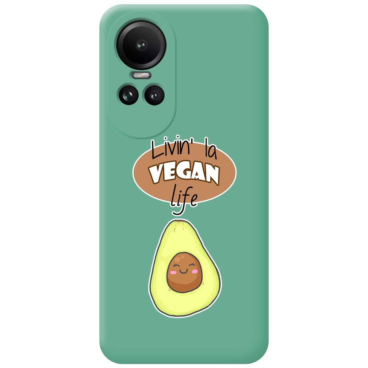 Funda Silicona Líquida Verde para Oppo Reno 10 5G / 10 Pro 5G diseño Vegan Life Dibujos