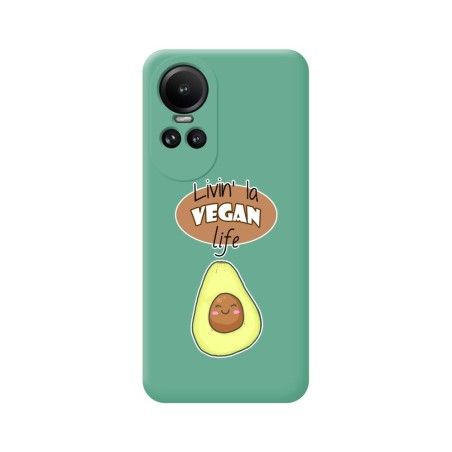 Funda Silicona Líquida Verde para Oppo Reno 10 5G / 10 Pro 5G diseño Vegan Life Dibujos