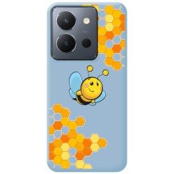 Funda Silicona Líquida Azul para Vivo Y36 4G / 5G diseño Abeja Dibujos