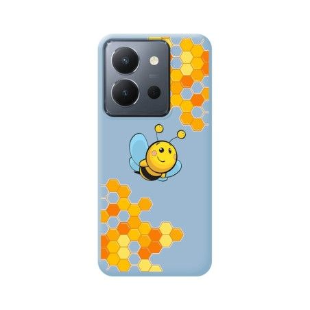 Funda Silicona Líquida Azul para Vivo Y36 4G / 5G diseño Abeja Dibujos