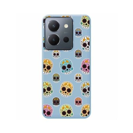 Funda Silicona Líquida Azul para Vivo Y36 4G / 5G diseño Catrina Dibujos
