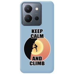 Funda Silicona Líquida Azul para Vivo Y36 4G / 5G diseño Hombre Escalada Dibujos