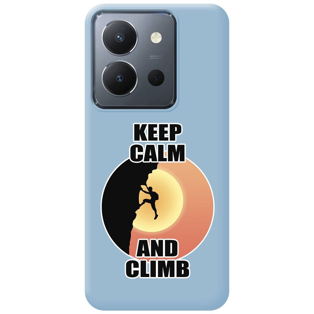 Funda Silicona Líquida Azul para Vivo Y36 4G / 5G diseño Hombre Escalada Dibujos