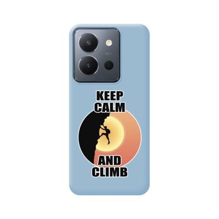 Funda Silicona Líquida Azul para Vivo Y36 4G / 5G diseño Hombre Escalada Dibujos