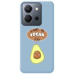 Funda Silicona Líquida Azul para Vivo Y36 4G / 5G diseño Vegan Life Dibujos