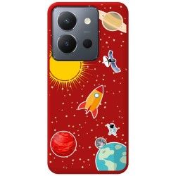 Funda Silicona Líquida Roja para Vivo Y36 4G / 5G diseño Espacio Dibujos