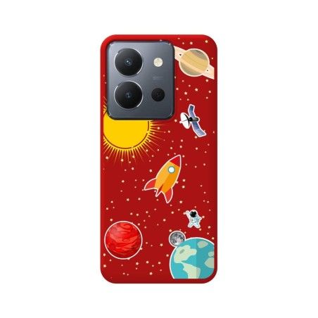 Funda Silicona Líquida Roja para Vivo Y36 4G / 5G diseño Espacio Dibujos