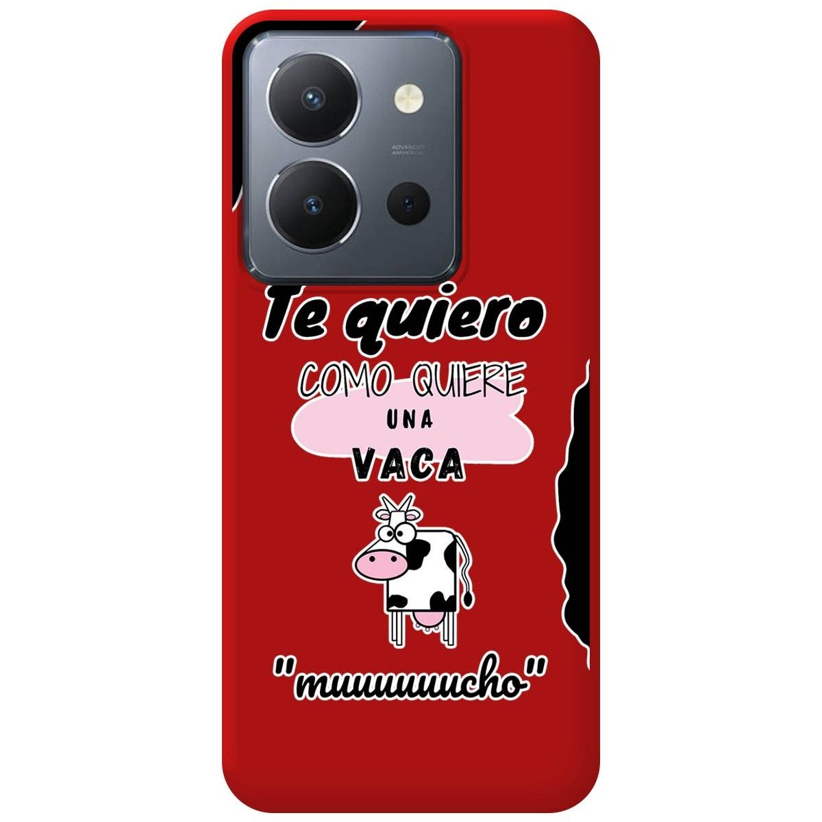 Funda Silicona Líquida Roja para Vivo Y36 4G / 5G diseño Vaca Dibujos
