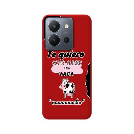 Funda Silicona Líquida Roja para Vivo Y36 4G / 5G diseño Vaca Dibujos