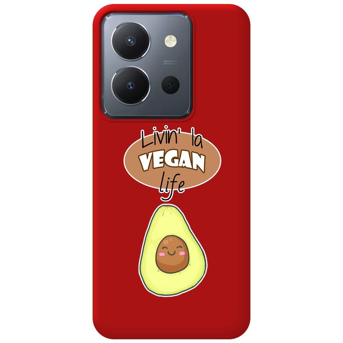 Funda Silicona Líquida Roja para Vivo Y36 4G / 5G diseño Vegan Life Dibujos