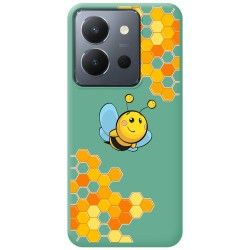 Funda Silicona Líquida Verde para Vivo Y36 4G / 5G diseño Abeja Dibujos