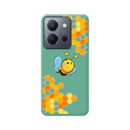 Funda Silicona Líquida Verde para Vivo Y36 4G / 5G diseño Abeja Dibujos