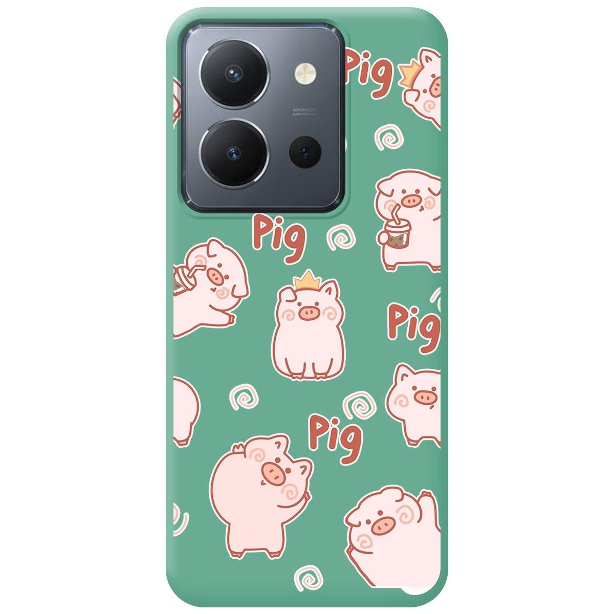 Funda Silicona Líquida Verde para Vivo Y36 4G / 5G diseño Cerdos Dibujos