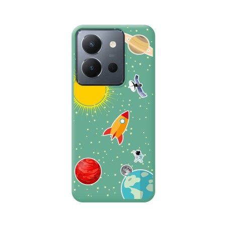 Funda Silicona Líquida Verde para Vivo Y36 4G / 5G diseño Espacio Dibujos