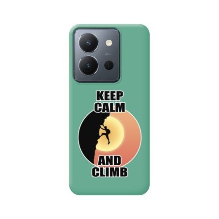 Funda Silicona Líquida Verde para Vivo Y36 4G / 5G diseño Hombre Escalada Dibujos
