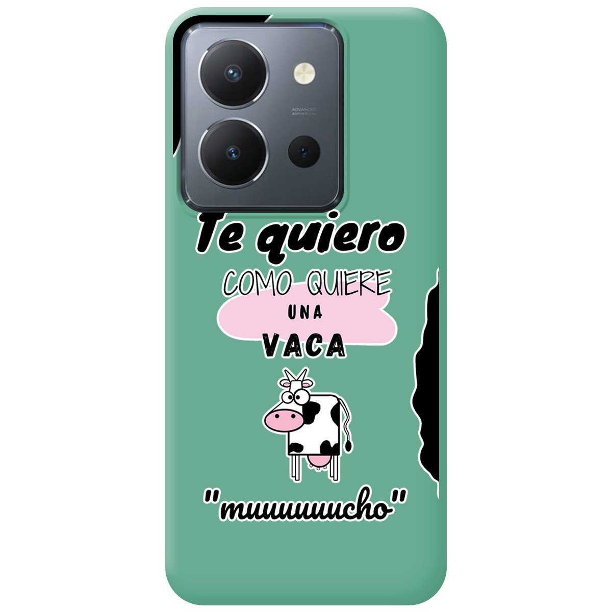 Funda Silicona Líquida Verde para Vivo Y36 4G / 5G diseño Vaca Dibujos
