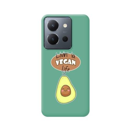 Funda Silicona Líquida Verde para Vivo Y36 4G / 5G diseño Vegan Life Dibujos
