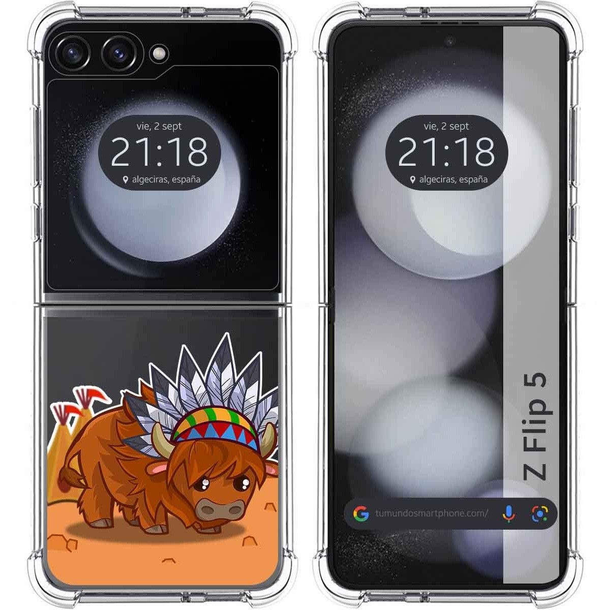 Funda Silicona Transparente para Samsung Galaxy Z Flip 5 5G diseño Bufalo Dibujos