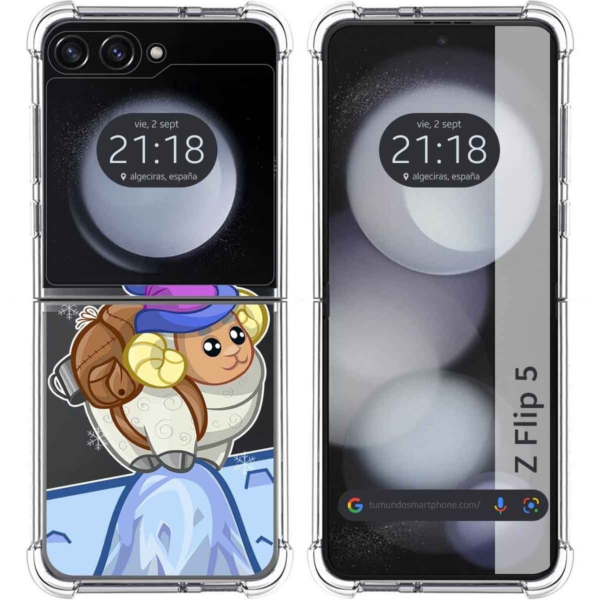 Funda Silicona Transparente para Samsung Galaxy Z Flip 5 5G diseño Cabra Dibujos