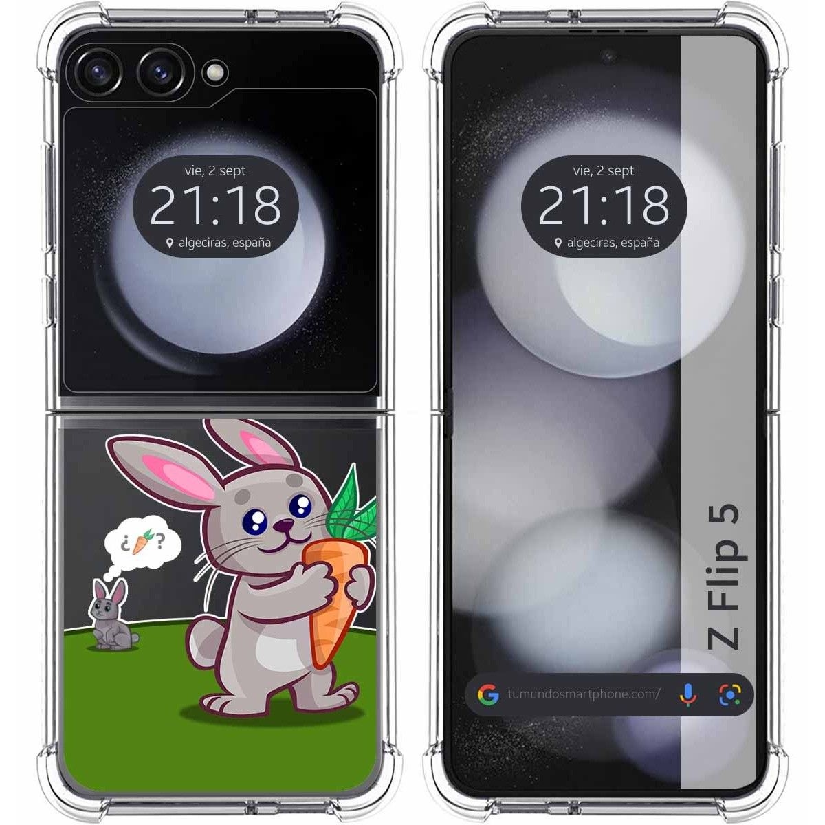 Funda Silicona Transparente para Samsung Galaxy Z Flip 5 5G diseño Conejo Dibujos