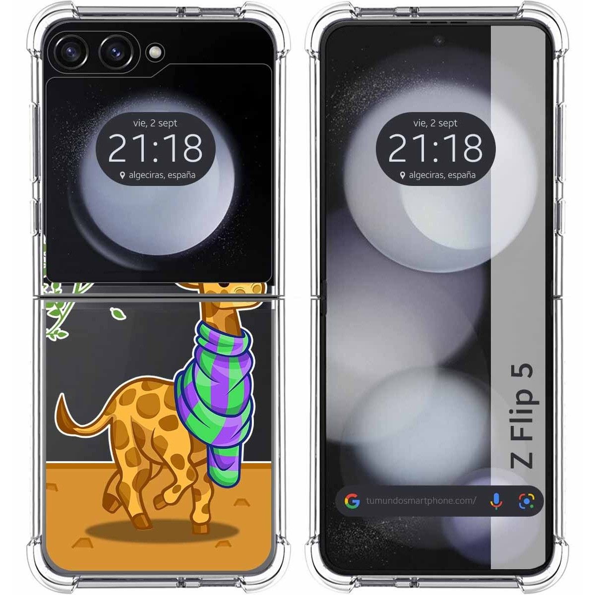 Funda Silicona Transparente para Samsung Galaxy Z Flip 5 5G diseño Jirafa Dibujos