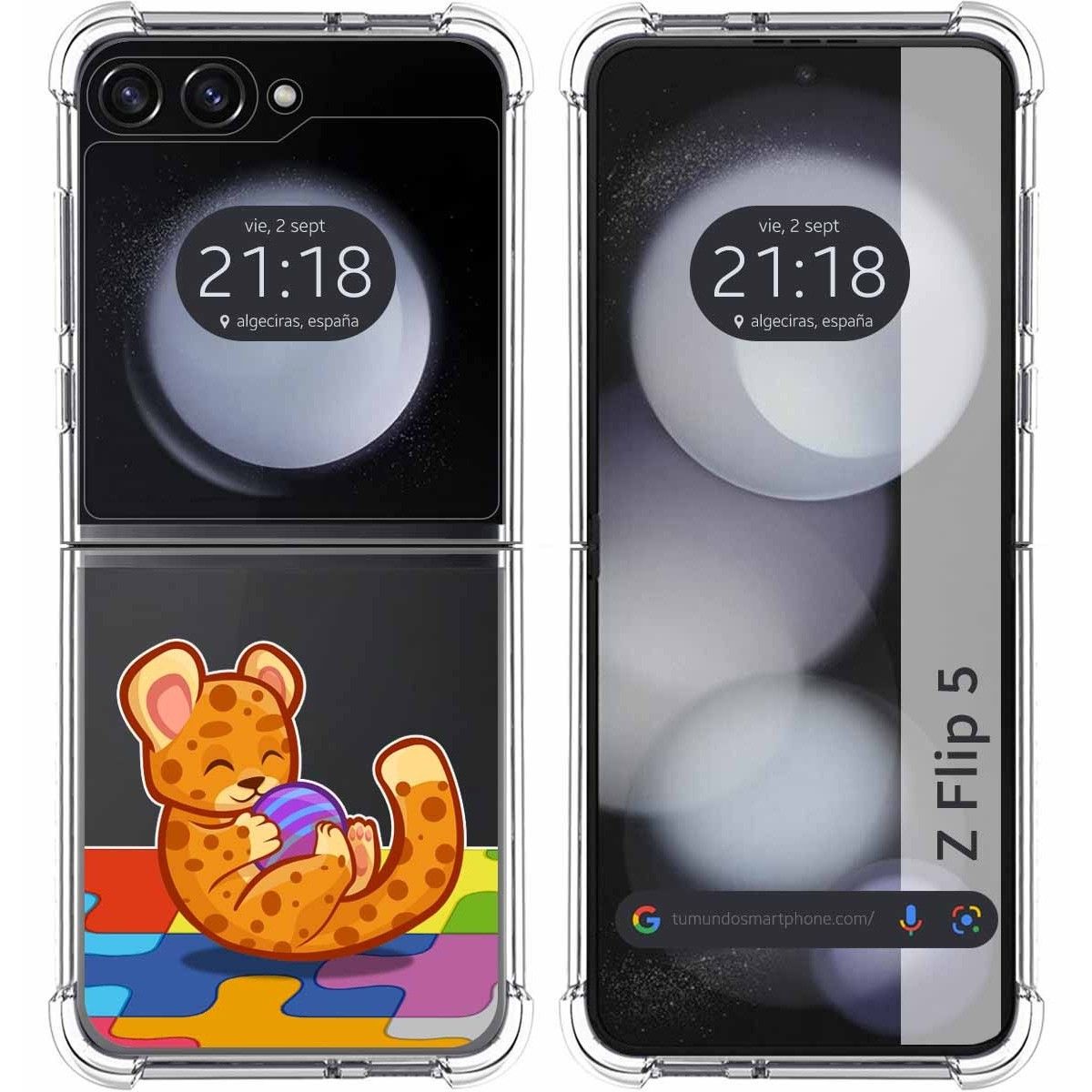 Funda Silicona Transparente para Samsung Galaxy Z Flip 5 5G diseño Leopardo Dibujos
