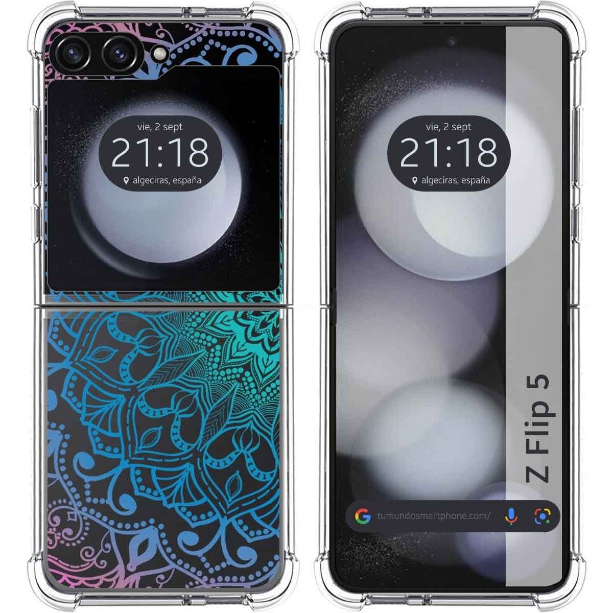 Funda Silicona Transparente para Samsung Galaxy Z Flip 5 5G diseño Mandala Dibujos