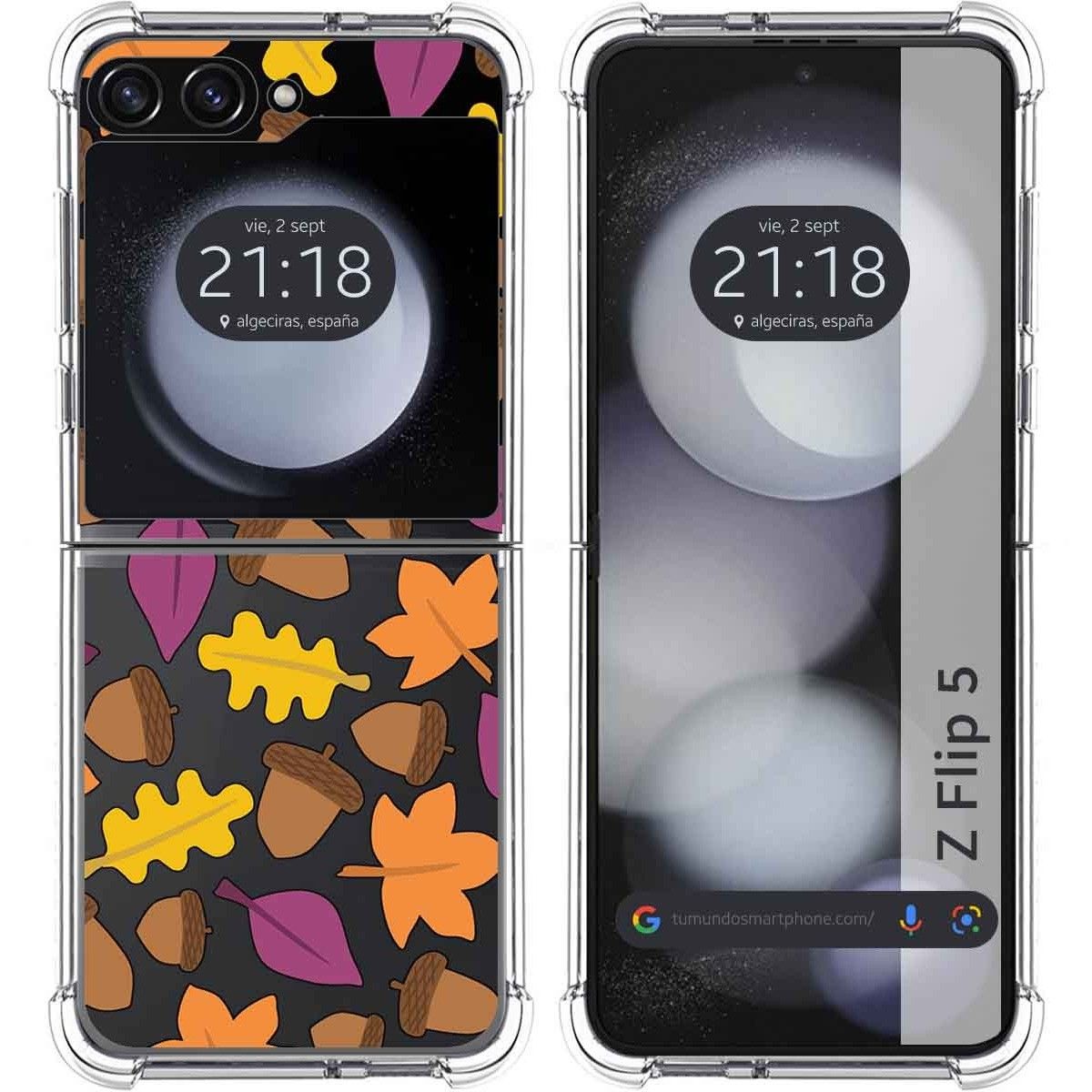 Funda Silicona Transparente para Samsung Galaxy Z Flip 5 5G diseño Otoño Dibujos