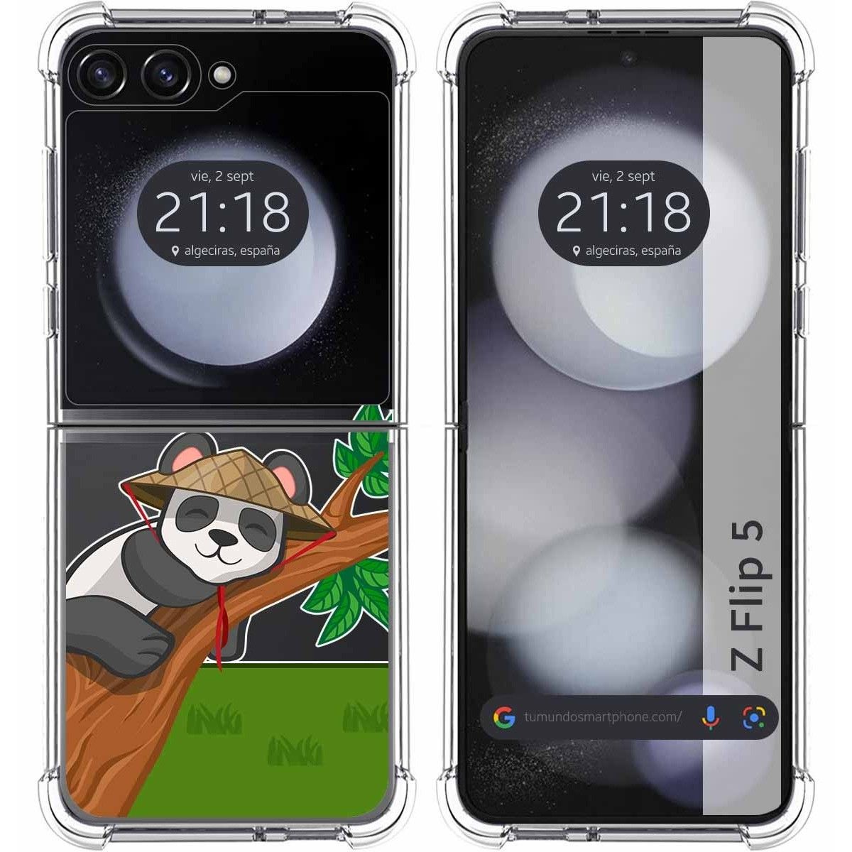 Funda Silicona Transparente para Samsung Galaxy Z Flip 5 5G diseño Panda Dibujos
