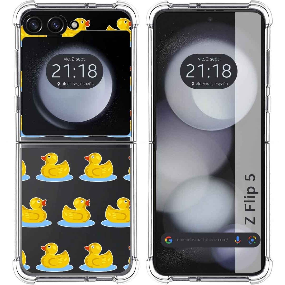 Funda Silicona Transparente para Samsung Galaxy Z Flip 5 5G diseño Pato Dibujos
