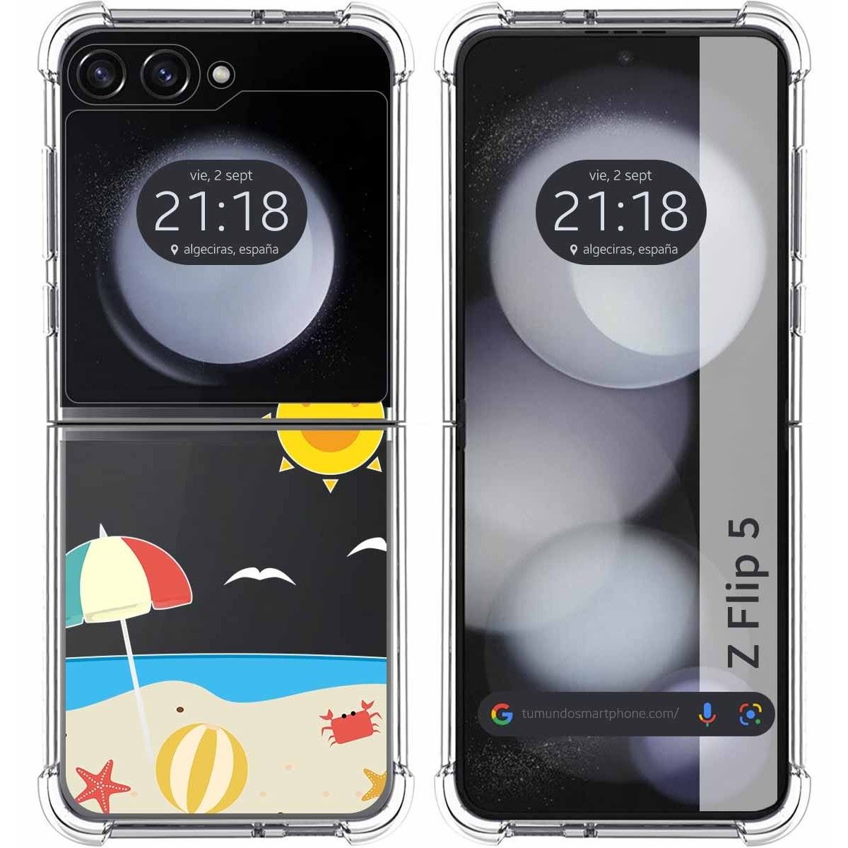 Funda Silicona Transparente para Samsung Galaxy Z Flip 5 5G diseño Playa Dibujos