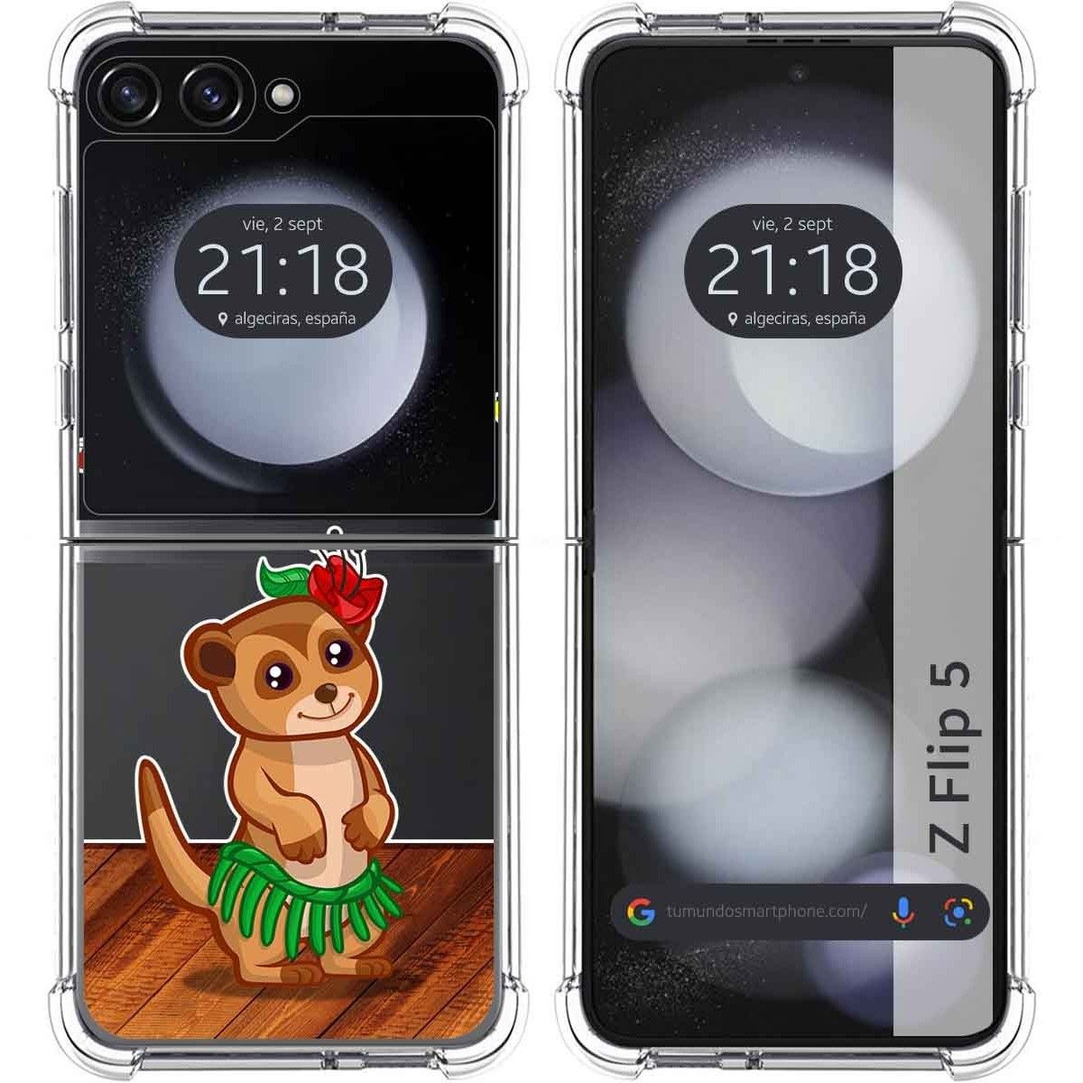 Funda Silicona Transparente para Samsung Galaxy Z Flip 5 5G diseño Suricata Dibujos