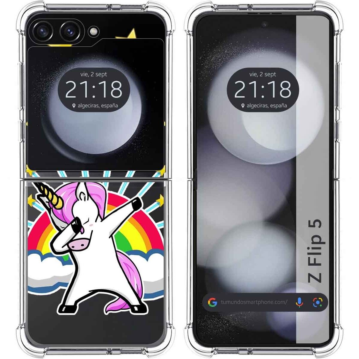 Funda Silicona Transparente para Samsung Galaxy Z Flip 5 5G diseño Unicornio Dibujos