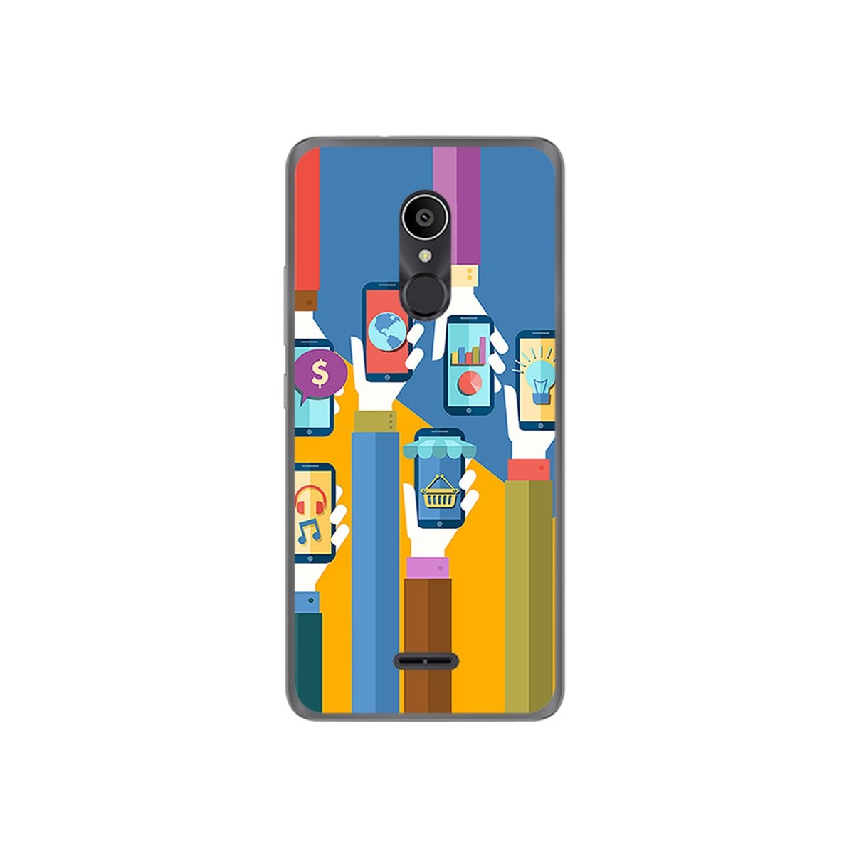 Funda Gel Tpu para Alcatel 3C Diseño Apps Dibujos
