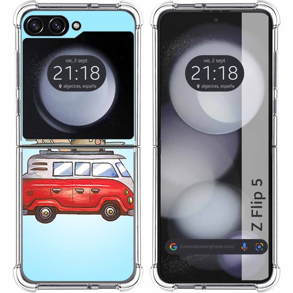 Funda Silicona para Samsung Galaxy Z Flip 5 5G diseño Furgoneta Dibujos