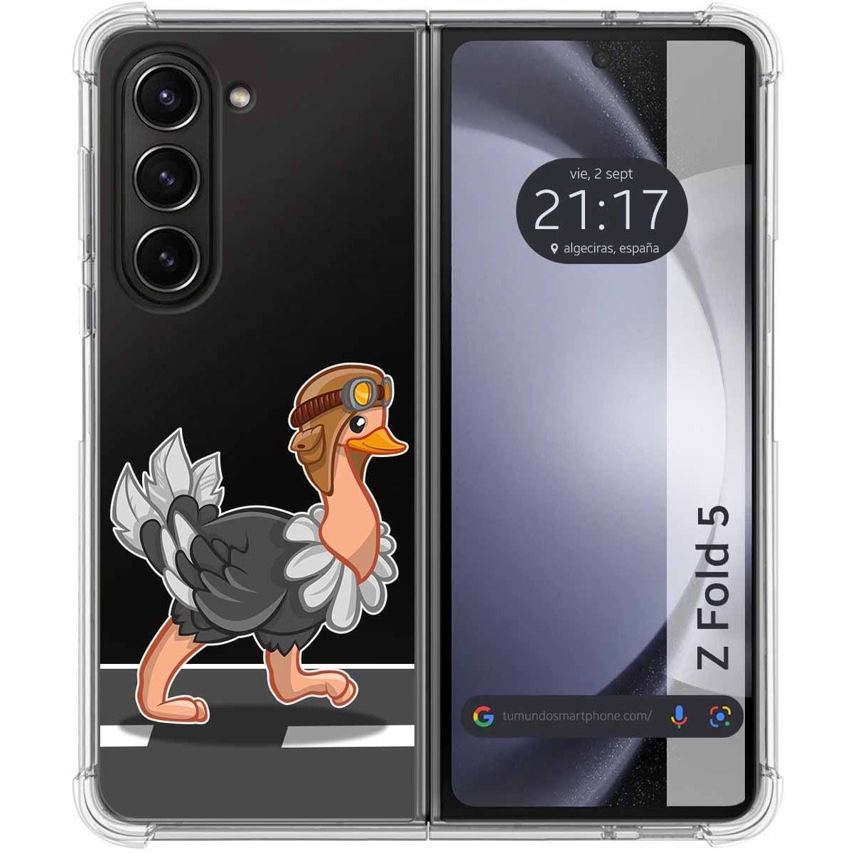 Funda Silicona Transparente para Samsung Galaxy Z Fold 5 5G diseño Avestruz Dibujos
