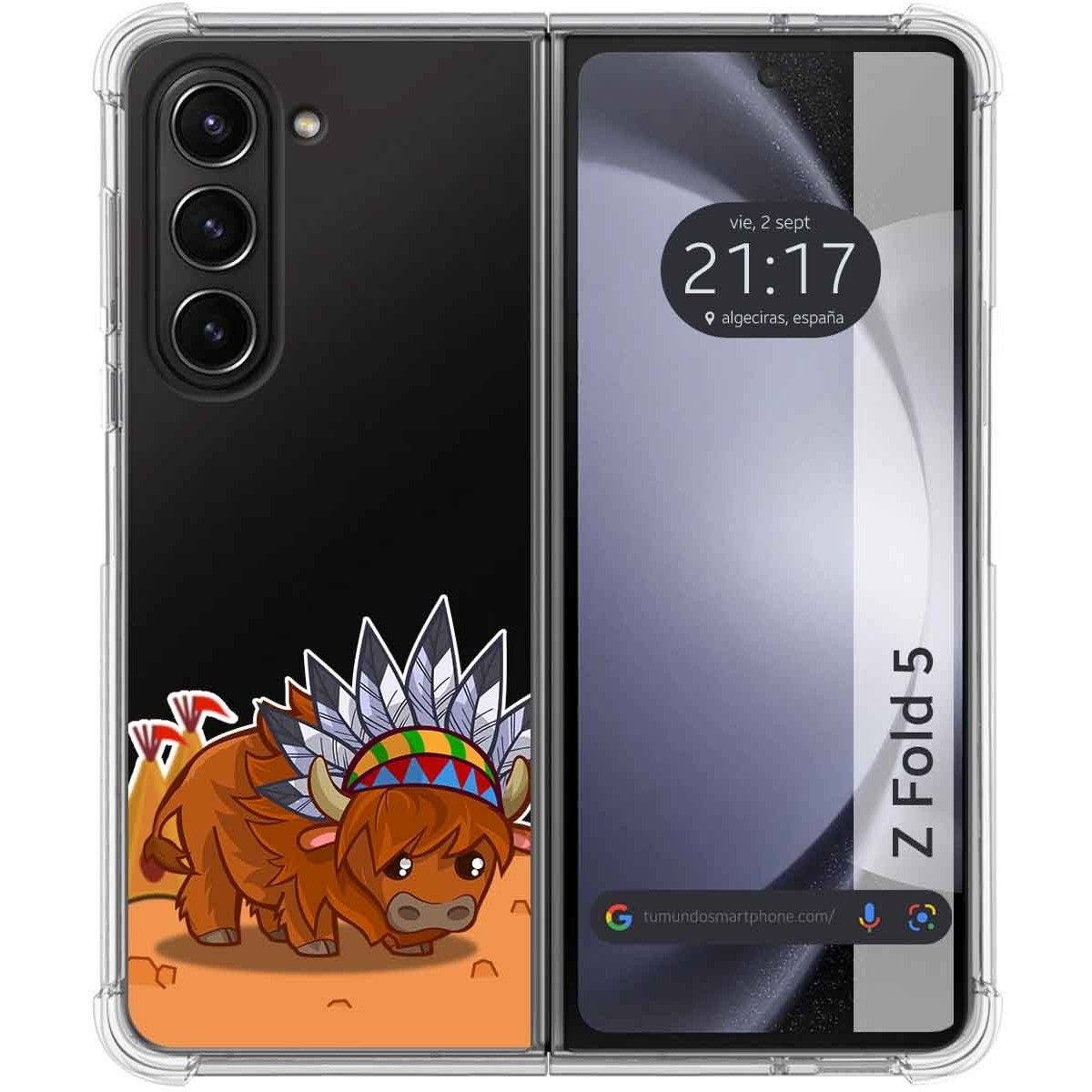 Funda Silicona Transparente para Samsung Galaxy Z Fold 5 5G diseño Bufalo Dibujos