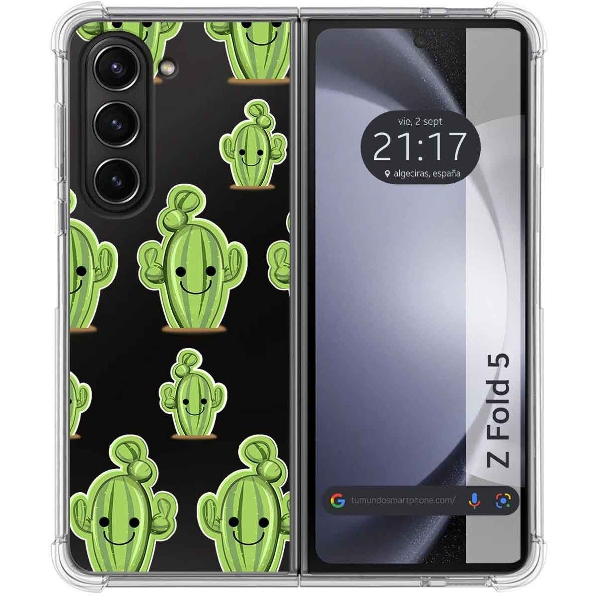 Funda Silicona Transparente para Samsung Galaxy Z Fold 5 5G diseño Cactus Dibujos
