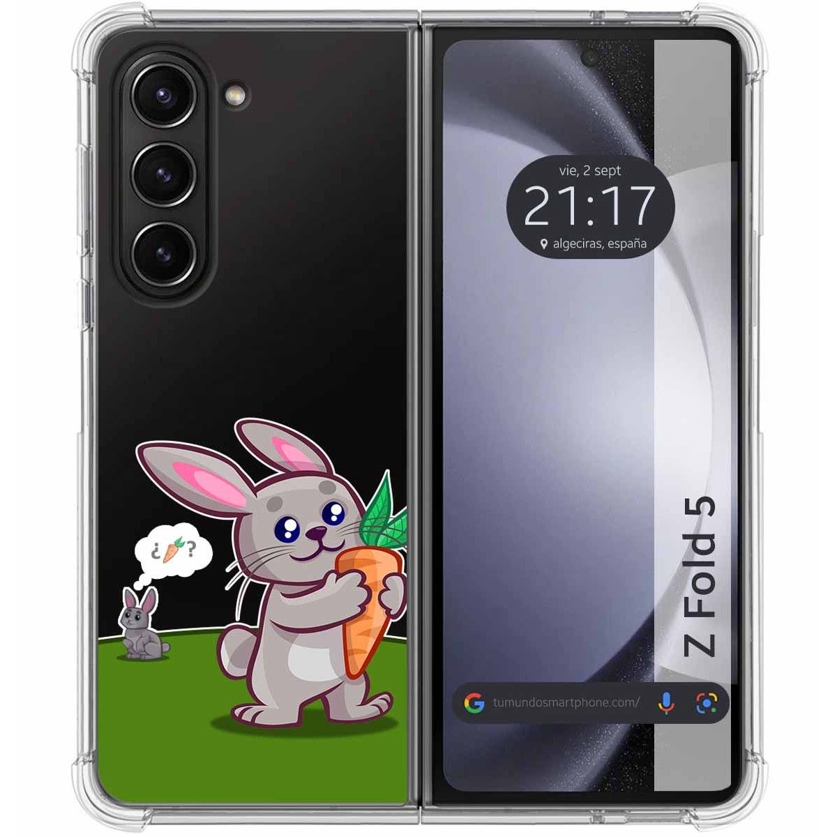 Funda Silicona Transparente para Samsung Galaxy Z Fold 5 5G diseño Conejo Dibujos