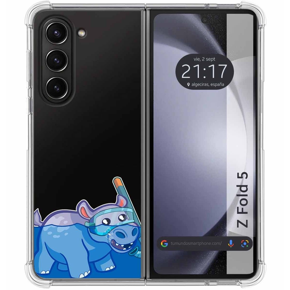 Funda Silicona Transparente para Samsung Galaxy Z Fold 5 5G diseño Hipo Dibujos