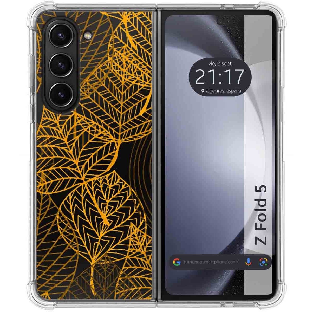 Funda Silicona Transparente para Samsung Galaxy Z Fold 5 5G diseño Hojas Dibujos