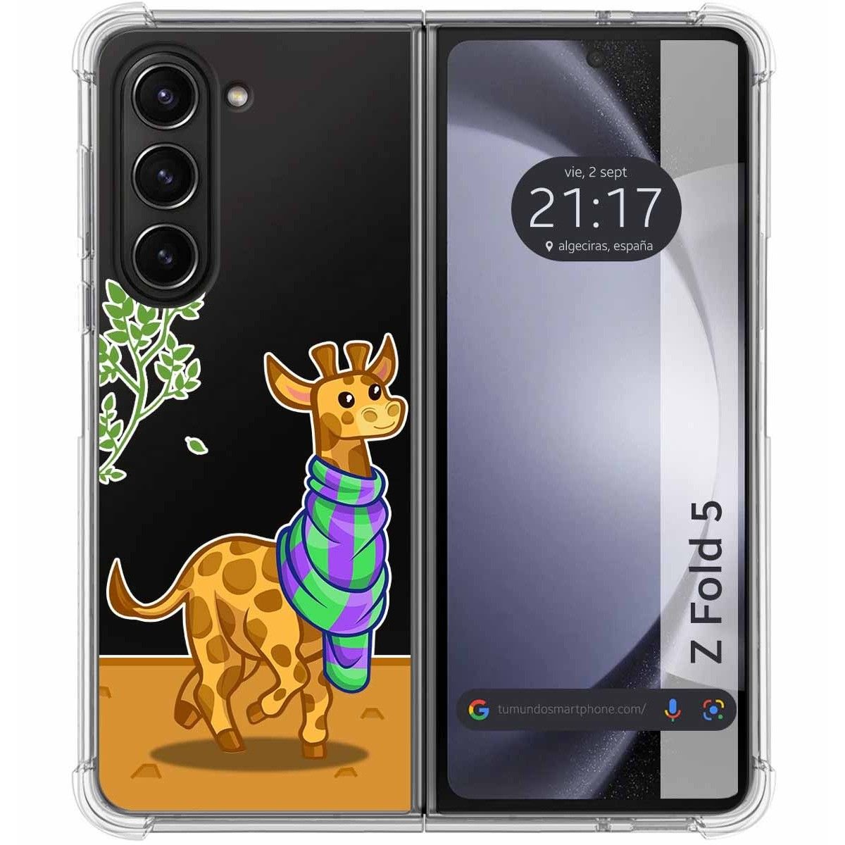 Funda Silicona Transparente para Samsung Galaxy Z Fold 5 5G diseño Jirafa Dibujos