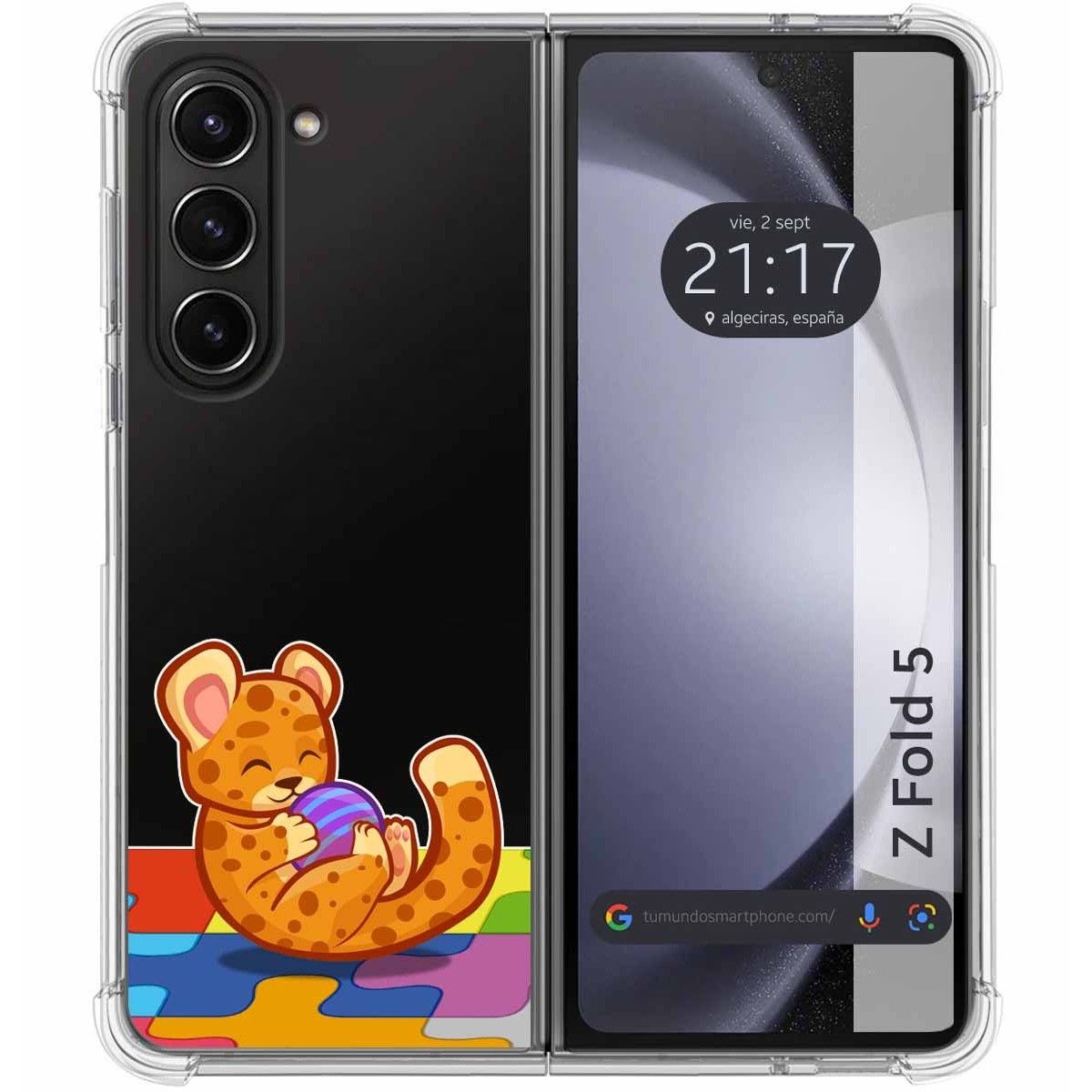 Funda Silicona Transparente para Samsung Galaxy Z Fold 5 5G diseño Leopardo Dibujos