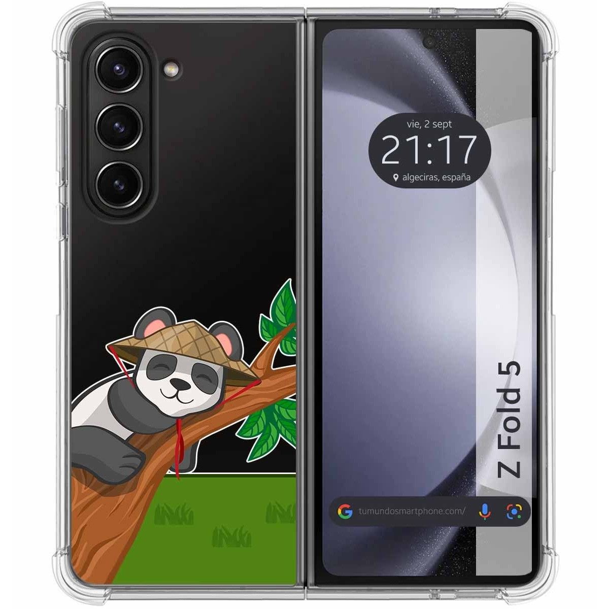 Funda Silicona Transparente para Samsung Galaxy Z Fold 5 5G diseño Panda Dibujos