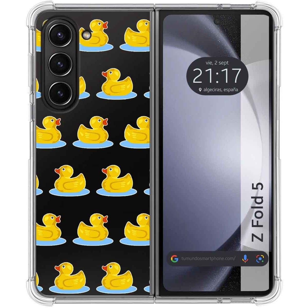 Funda Silicona Transparente para Samsung Galaxy Z Fold 5 5G diseño Pato Dibujos