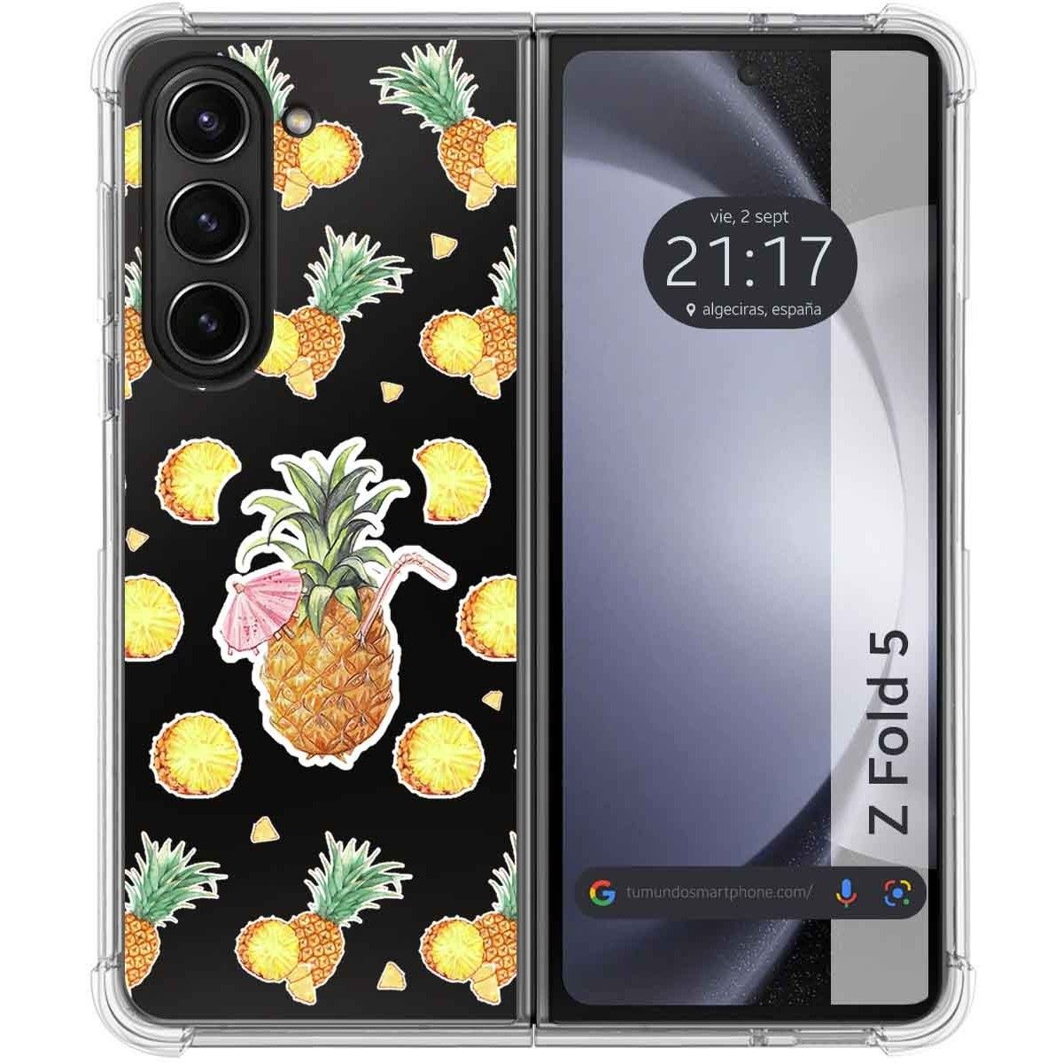 Funda Silicona Transparente para Samsung Galaxy Z Fold 5 5G diseño Piña Dibujos