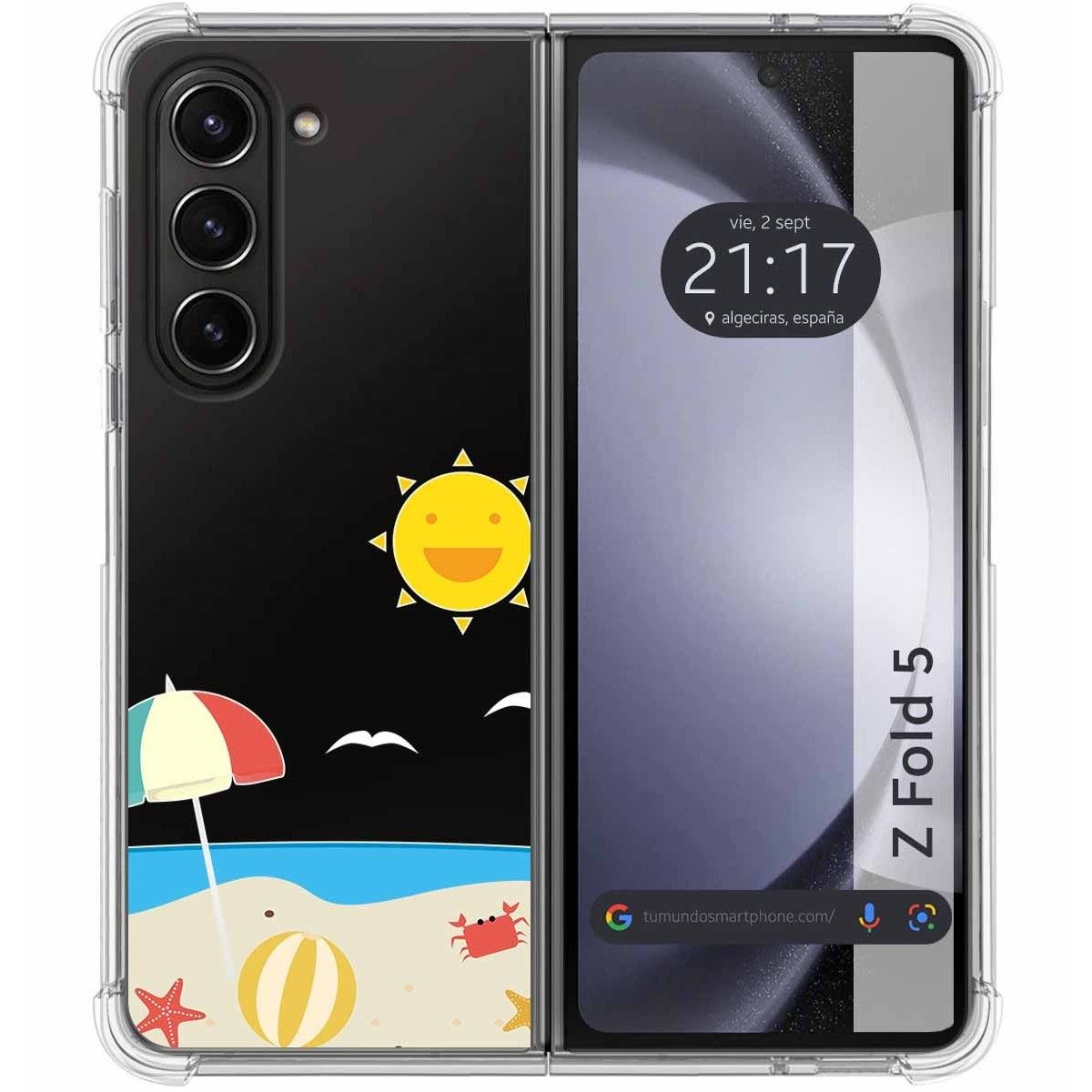 Funda Silicona Transparente para Samsung Galaxy Z Fold 5 5G diseño Playa Dibujos