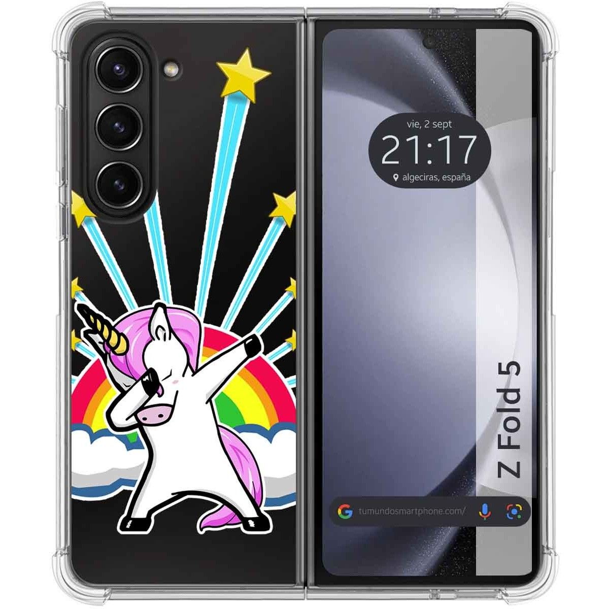 Funda Silicona Transparente para Samsung Galaxy Z Fold 5 5G diseño Unicornio Dibujos