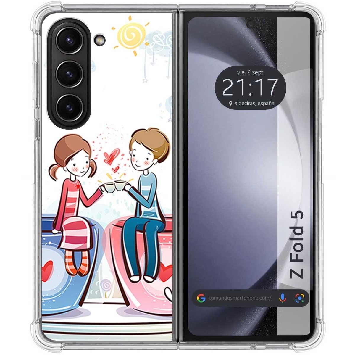 Funda Silicona para Samsung Galaxy Z Fold 5 5G diseño Café Dibujos