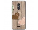 Funda Gel Tpu para Alcatel 3C Diseño Corazones Madera Dibujos